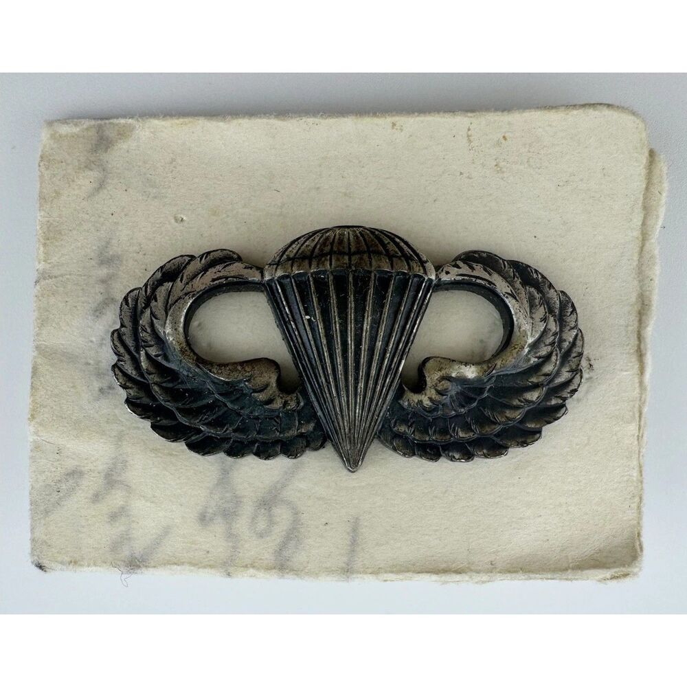 WWII Sterling Paratrooper Wings Sweetheart Pin Love Letter Note Provenance